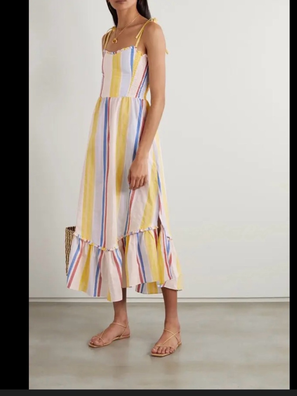 Lemlem net sustain Jima smocked striped woven Dress medium
